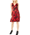 I-N-C Womens Floral Tie-Waist Surplice Dress