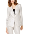 I-N-C Womens Foiled Crepe Blazer Jacket white L