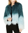 Bar Iii Womens Crinkle Faux Fur Jacket