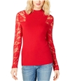 I-N-C Womens Lace Sleeve Pullover Sweater darkred XL