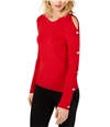 I-N-C Womens Buttoned Sleeve Pullover Sweater darkred XL