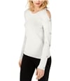 I-N-C Womens Buttoned Sleeve Pullover Sweater white L
