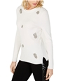 I-N-C Womens Brooch Embellished Pullover Sweater white XL
