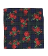 bar III Mens Plaid Floral Pocket Square navy One Size