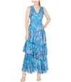 I-N-C Womens Maxi Asymmetrical Ruffled Dress ditsyflower 6