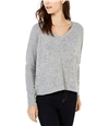 I-N-C Womens Ribbed Sleeve Knit Blouse gray S