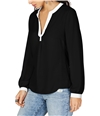 I-N-C Womens Contrast Trim Pullover Blouse black XS