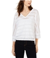I-N-C Womens Stripe Pullover Blouse white M