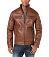 I-N-C Mens Lionel Faux-Leather Jacket chocolatechip 2XL