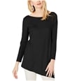 I-N-C Womens Mixed-Knit Pullover Sweater black M