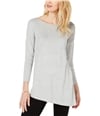 I-N-C Womens Mixed-Knit Pullover Sweater gray M
