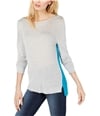 I-N-C Womens Colorblocked Pullover Sweater gray S