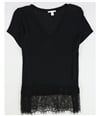 bar III Womens Lace Hem Embellished T-Shirt black M