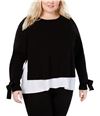 I-N-C Womens Layered-Look Knit Sweater black 1X