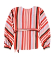 bar III Womens Striped Wrap Blouse darkred L