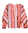 bar III Womens Striped Wrap Blouse darkred L