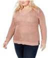 I-N-C Womens Pointelle Pullover Sweater paspink 4X