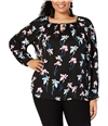 I-N-C Womens Keyhole Pullover Blouse black 1X