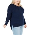 Style & Co. Womens Drop Shoulder Pullover Sweater darkblue 1X
