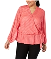 I-N-C Womens Textured Wrap Blouse