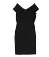 bar III Womens Cross Top Off-Shoulder Dress black XS