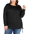 I-N-C Womens Drawstring Pullover Sweater black 1X