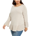 Style & Co. Womens Ruffle-Hem Pullover Sweater ltbeige 2X