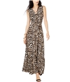 I-N-C Womens Leopard Print Maxi Dress brown XS
