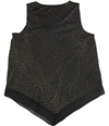 Alfani Womens Metallic-Threaded V-Hem Sleeveless Blouse Top black 1X