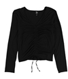 bar III Womens Drawstring Pullover Blouse black L