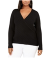 I-N-C Womens Surplice Pullover Sweater black 3X