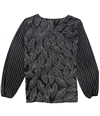 Alfani Womens Mixed-Print Wrap-Bust Pullover Blouse black XL