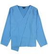 Alfani Womens Draped Front Pullover Blouse blue XS