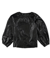 Alfani Womens Shirred Faux Leather Basic T-Shirt black S