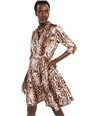 I-N-C Womens Leopard-Print A-Line Shirt Dress