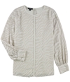 Alfani Womens Animal Print Pullover Blouse ivory M