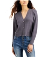I-N-C Womens Ribbed Cardigan Sweater gray L