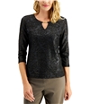 JM Collection Womens Textured Pullover Blouse black L