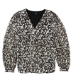 Alfani Womens Metallic Abstract-Print Pullover Blouse goldsilver M