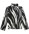 Alfani Womens Zebra Print Pullover Blouse black S