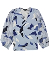 Alfani Womens Abstract Pullover Blouse blue XS
