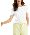 I-N-C Womens Stars Embellished T-Shirt white XS