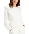 I-N-C Womens Pullover Ruffled Sweatshirt white L