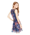 Material Girl Womens Floral Lace Fit & Flare A-line Dress mazarineblcmb XS