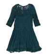 Material Girl Womens Lace Fit & Flare Shift Dress green M