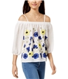 Bcx Womens Embroidered Off The Shoulder Blouse