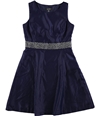 Nine West Womens Embellished Waist A-line Dress blue 4