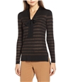 Anne Klein Womens Metallic Stripe Pullover Sweater black XL