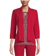 Kasper Womens Solid Blazer Jacket red PS
