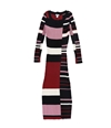 bar III Womens Striped Sweater Dress darkred XS